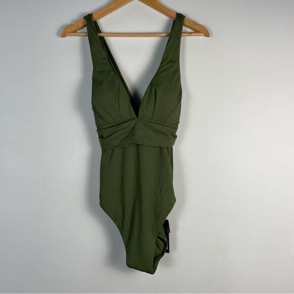 Seafolly Australia Collective Cross Back One Piece Swimsuit in Olive Sz 12 NEW - Picture 2 of 12
